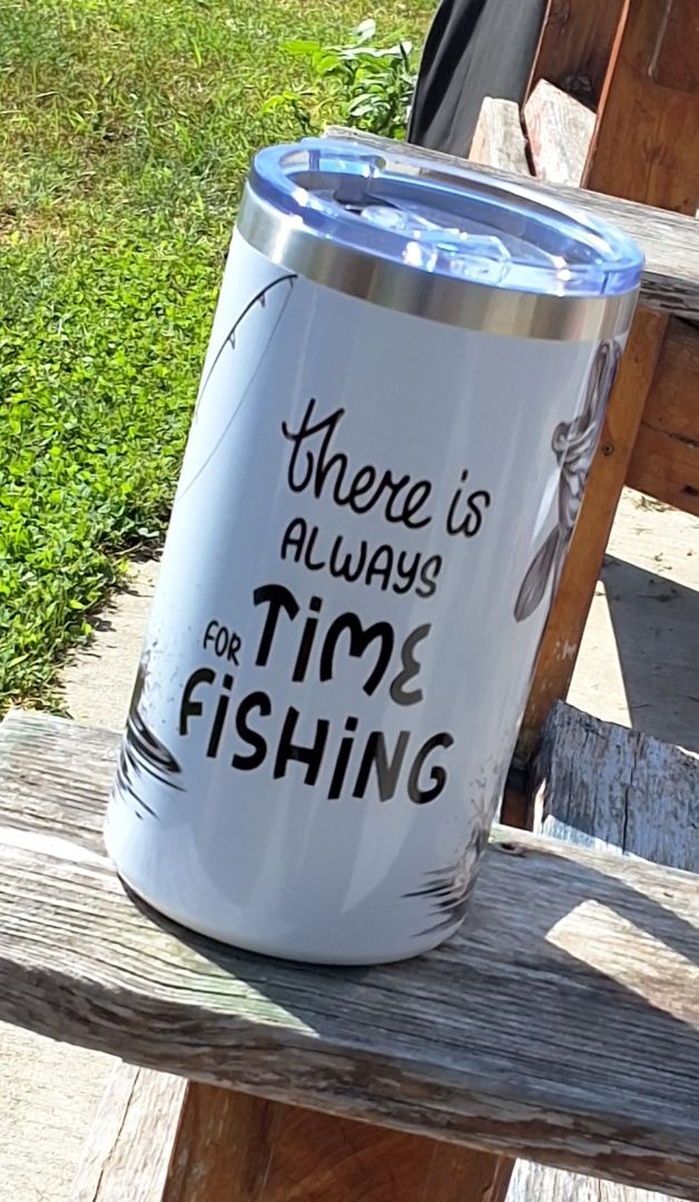 20oz tumbler w/handle Always time for fishing, 20 OZ