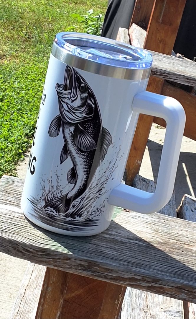 20oz tumbler w/handle Always time for fishing, 20 OZ