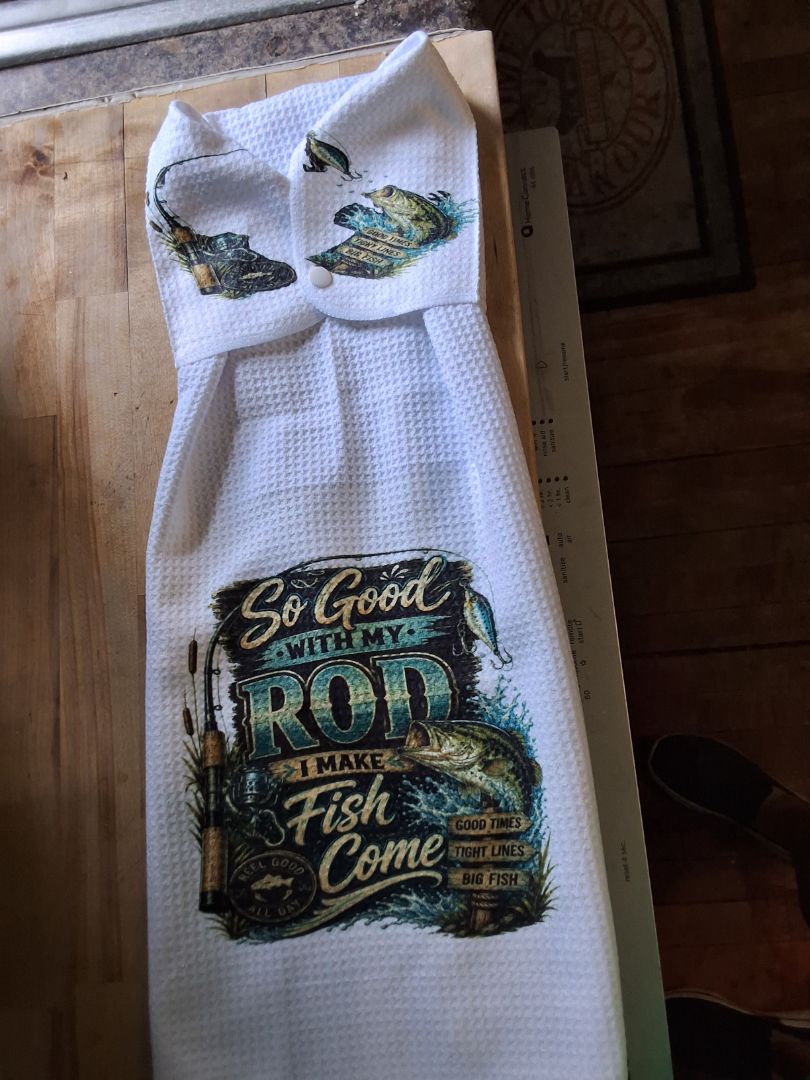 Hand towel with snap Good things come