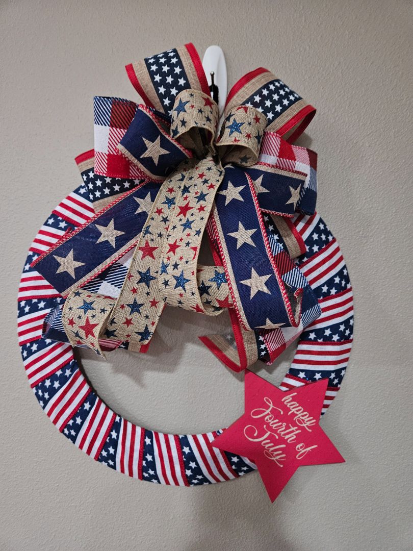 Wreath Wrapped flag, 14in