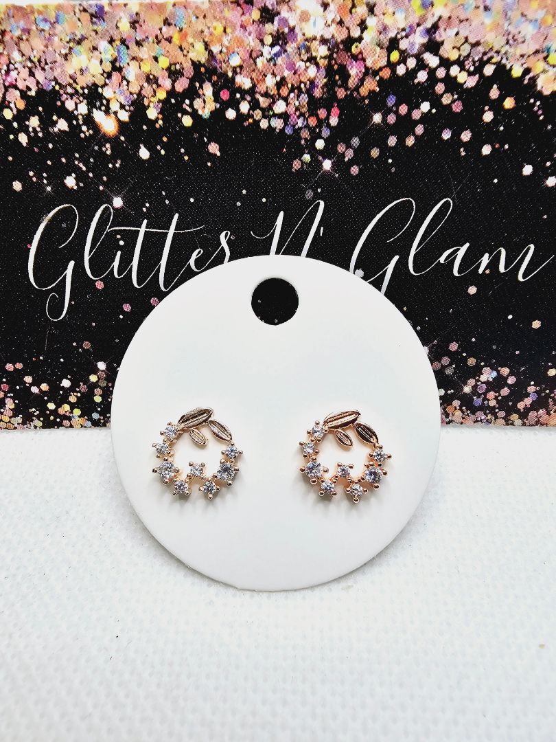 Rosegold Glitter N Glam 2311 Rosegold with CZ Stud Earrings