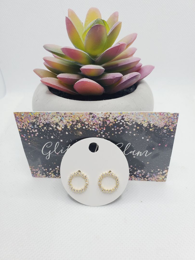 Gold Glitter N Glam 1282 Gold Cirlce Stud Earrings