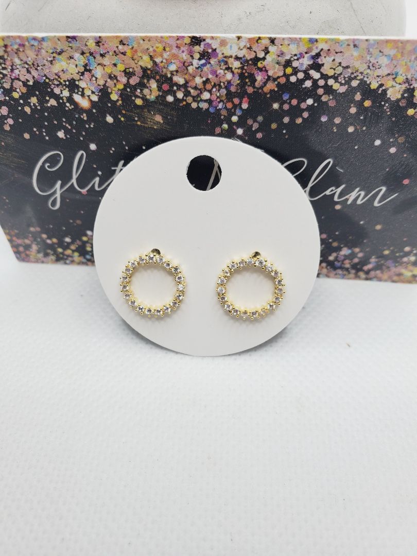 Gold Glitter N Glam 1282 Gold Cirlce Stud Earrings