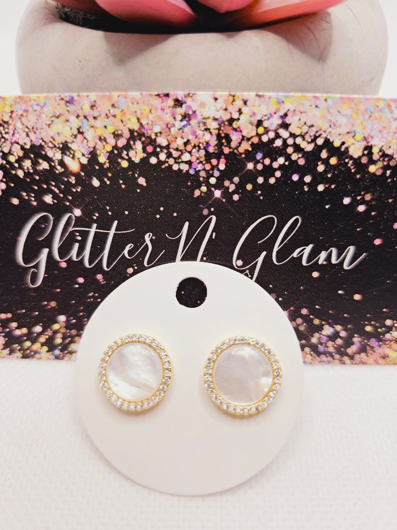 Gold and fire opal Glitter N Glam 1865 Opal/Gold with Bling Stud Earrings