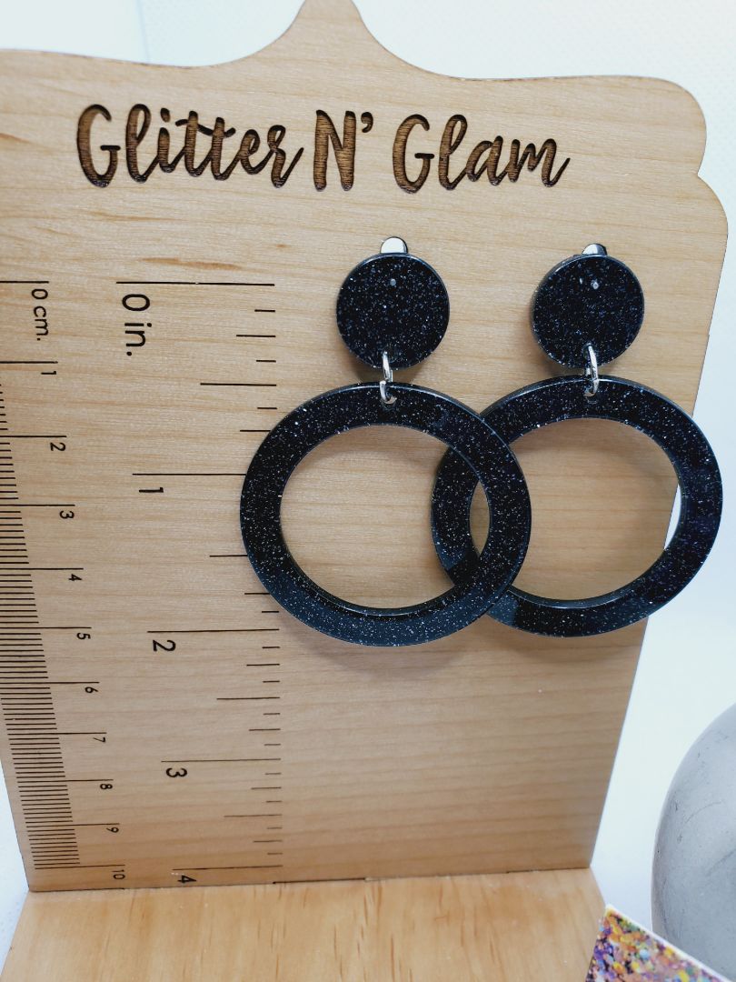 Sparkly Black Glitter N Glam Earrings
