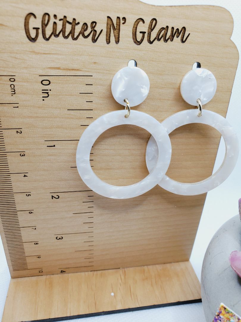 Irrodescent white Glitter N Glam Earrings