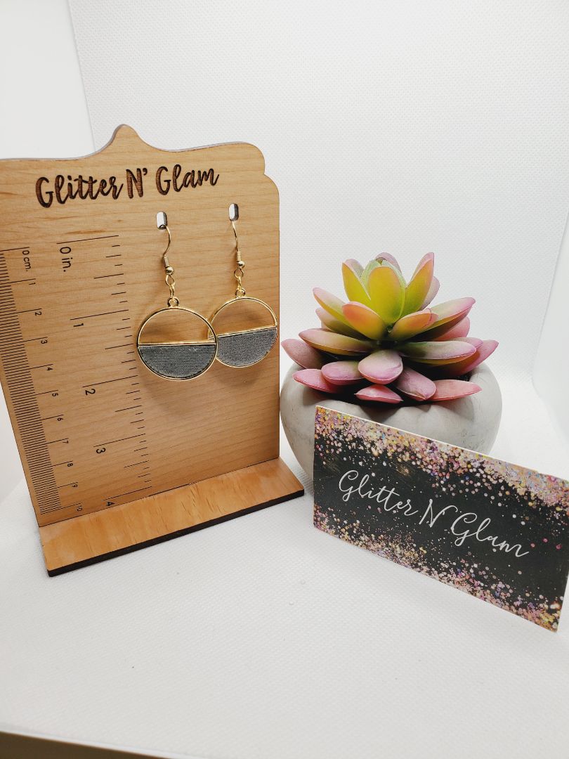 Gray and Gold Glitter N Glam Earrings