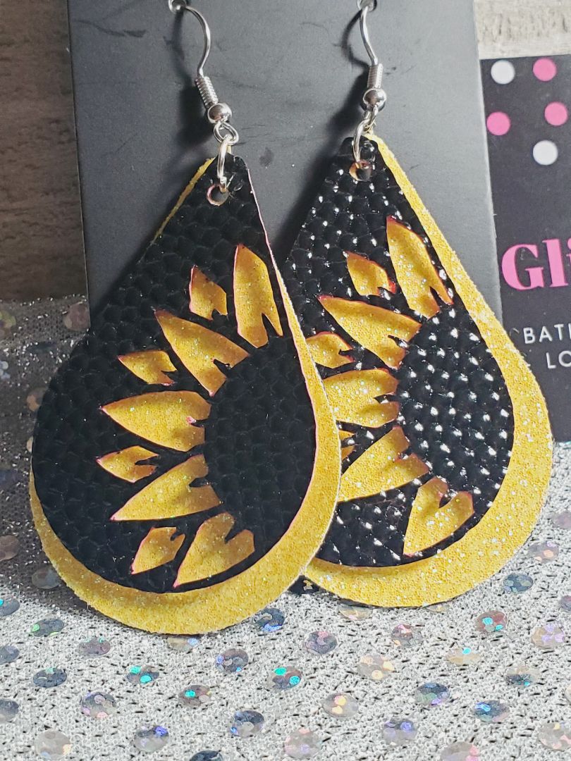 Black and yellow Glitter N Glam Earrings