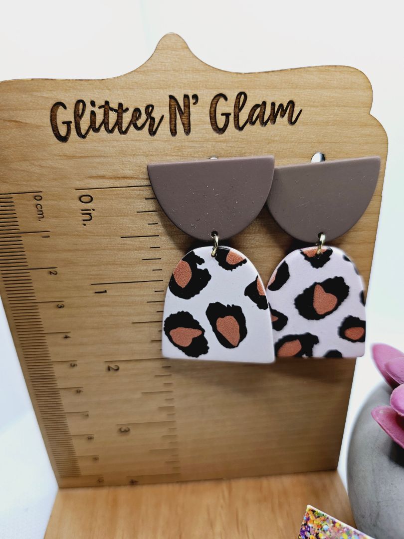 Pink and Brown Glitter N Glam Earrings