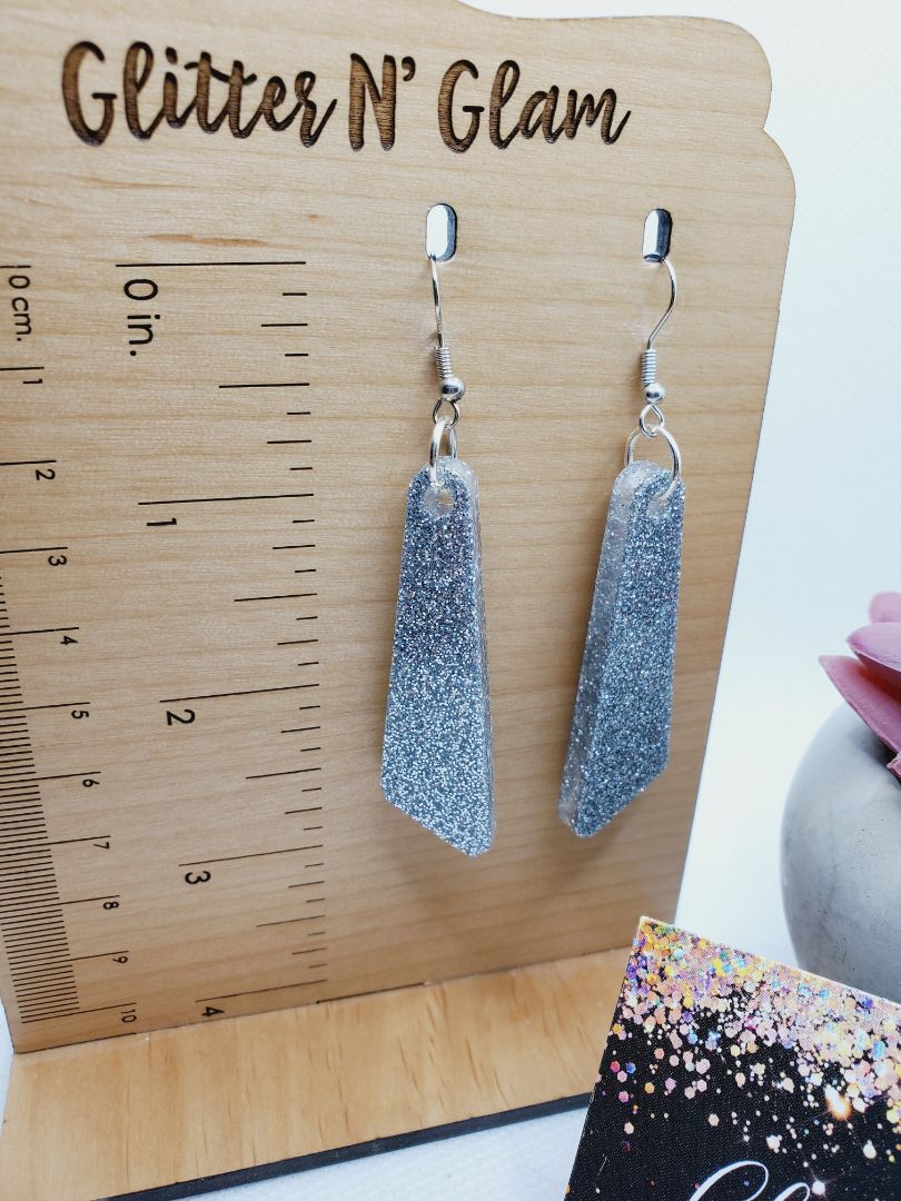 Silver Glitter N Glam Earrings