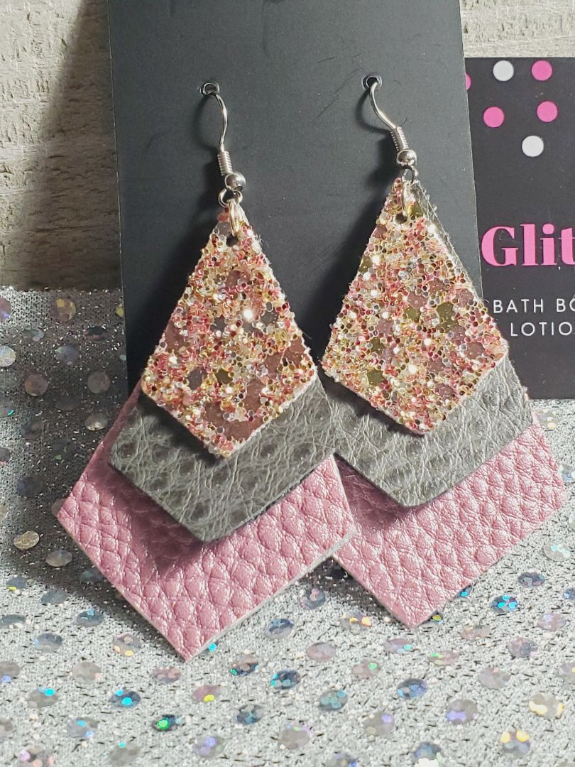 Pink and Gray Glitter N Glam Earrings