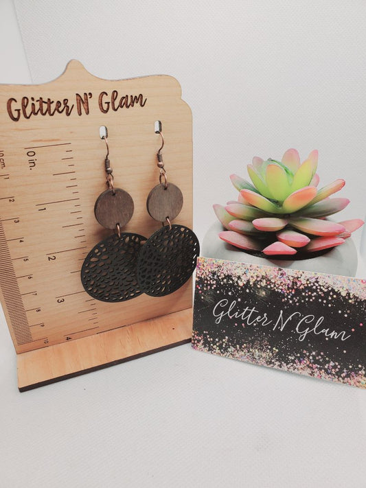 Black and Brown Glitter N Glam Earrings