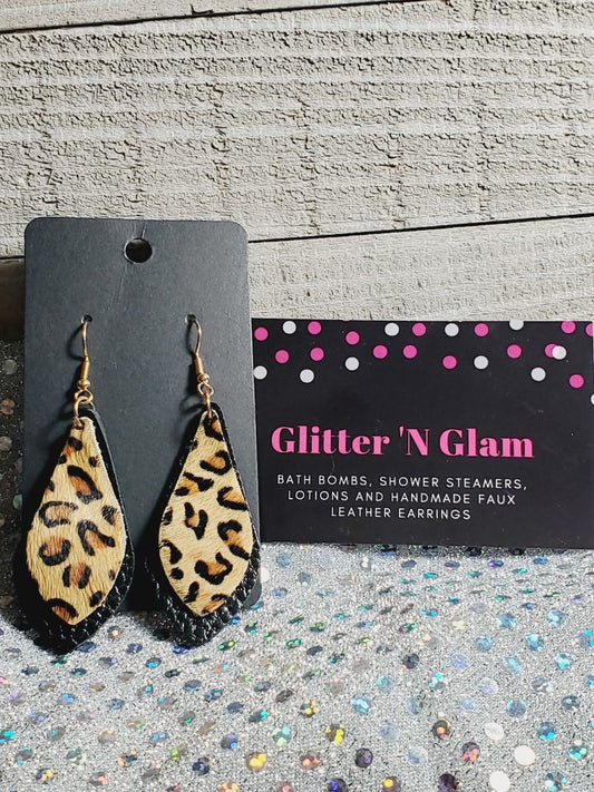 Black and Animal Print Glitter N Glam Earrings