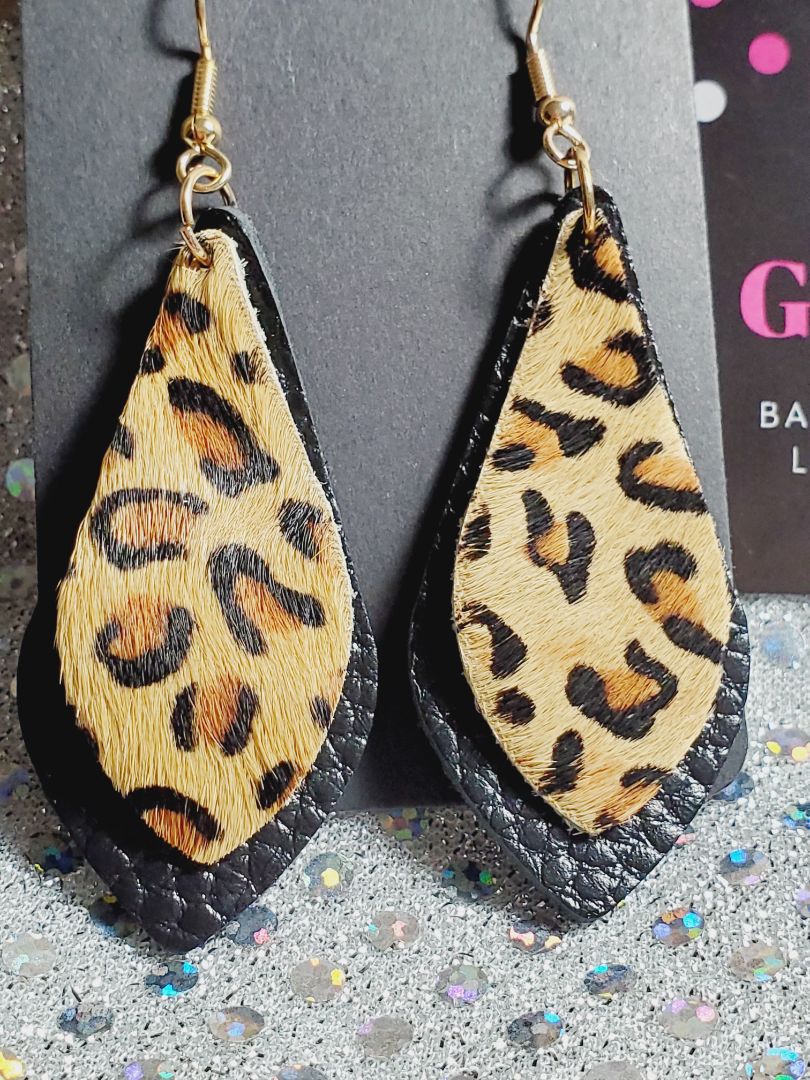 Black and Animal Print Glitter N Glam Earrings