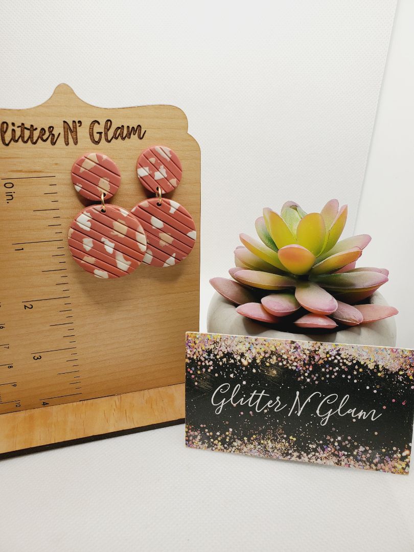 Dark pink,cream and orange Glitter N Glam 1415 Earrings