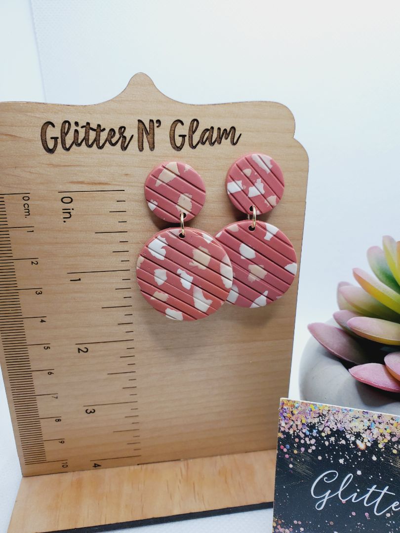 Dark pink,cream and orange Glitter N Glam 1415 Earrings