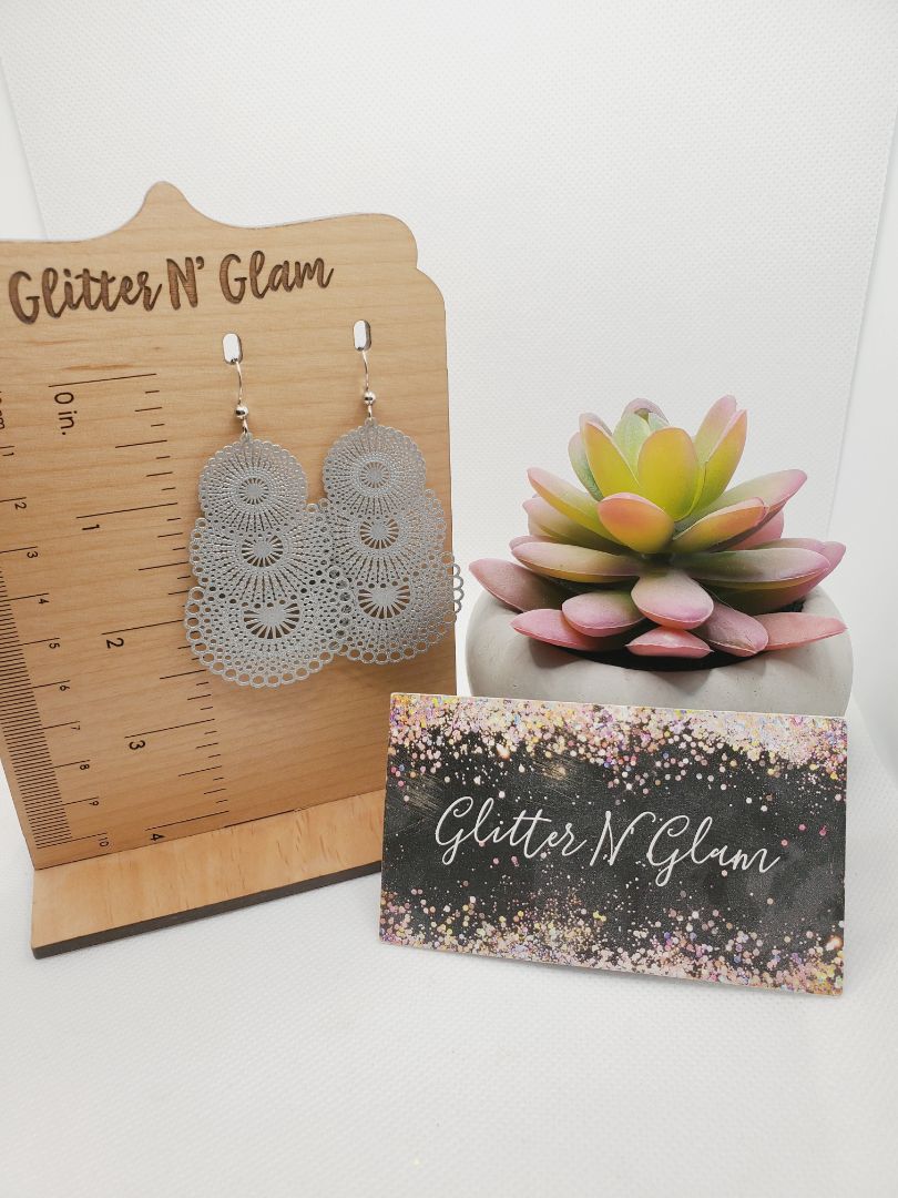 Silver Glitter N Glam Earrings
