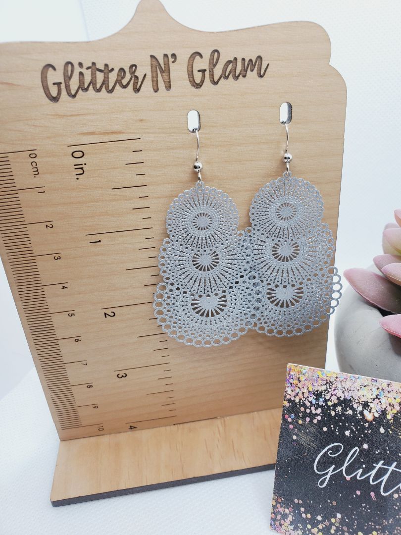 Silver Glitter N Glam Earrings