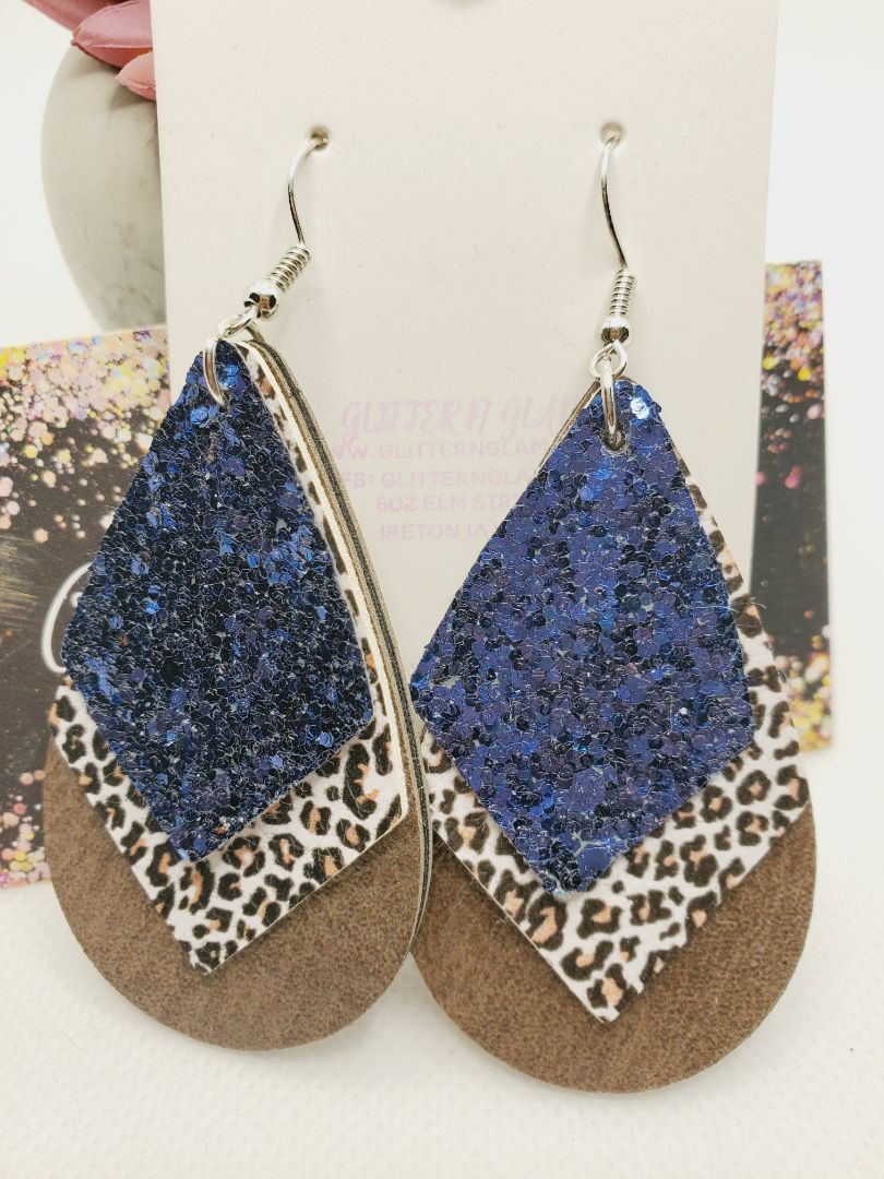 Brown, Animal Print and Brown Glitter N Glam Earrings