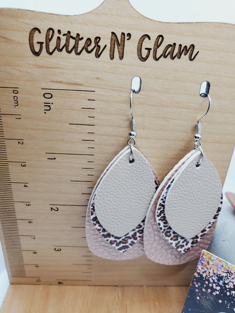 Pink and Animal print Glitter N Glam Earrings
