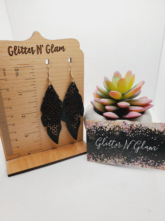 Black and Rosegold Glitter N Glam Earrings