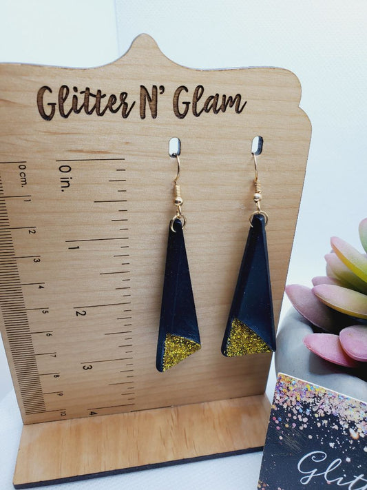 Black and Gold Glitter N Glam Earrings