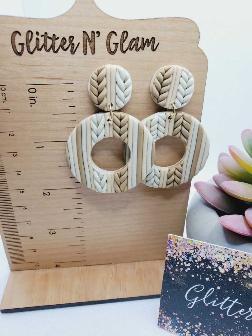 Brown, cream and white Glitter N Glam Earrings