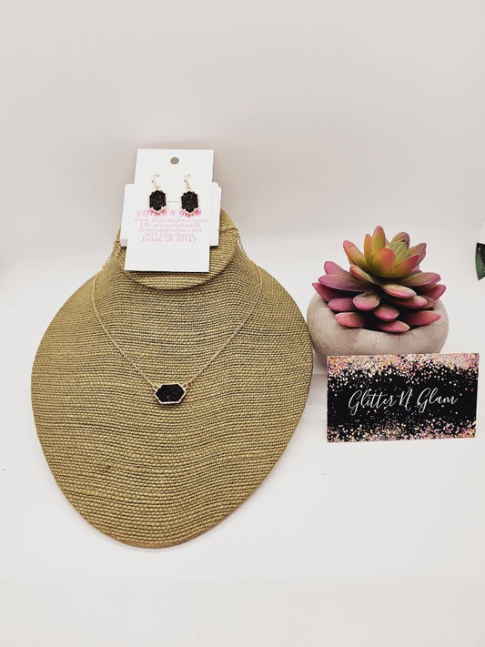 Black and Gold Glitter N Glam Necklace set