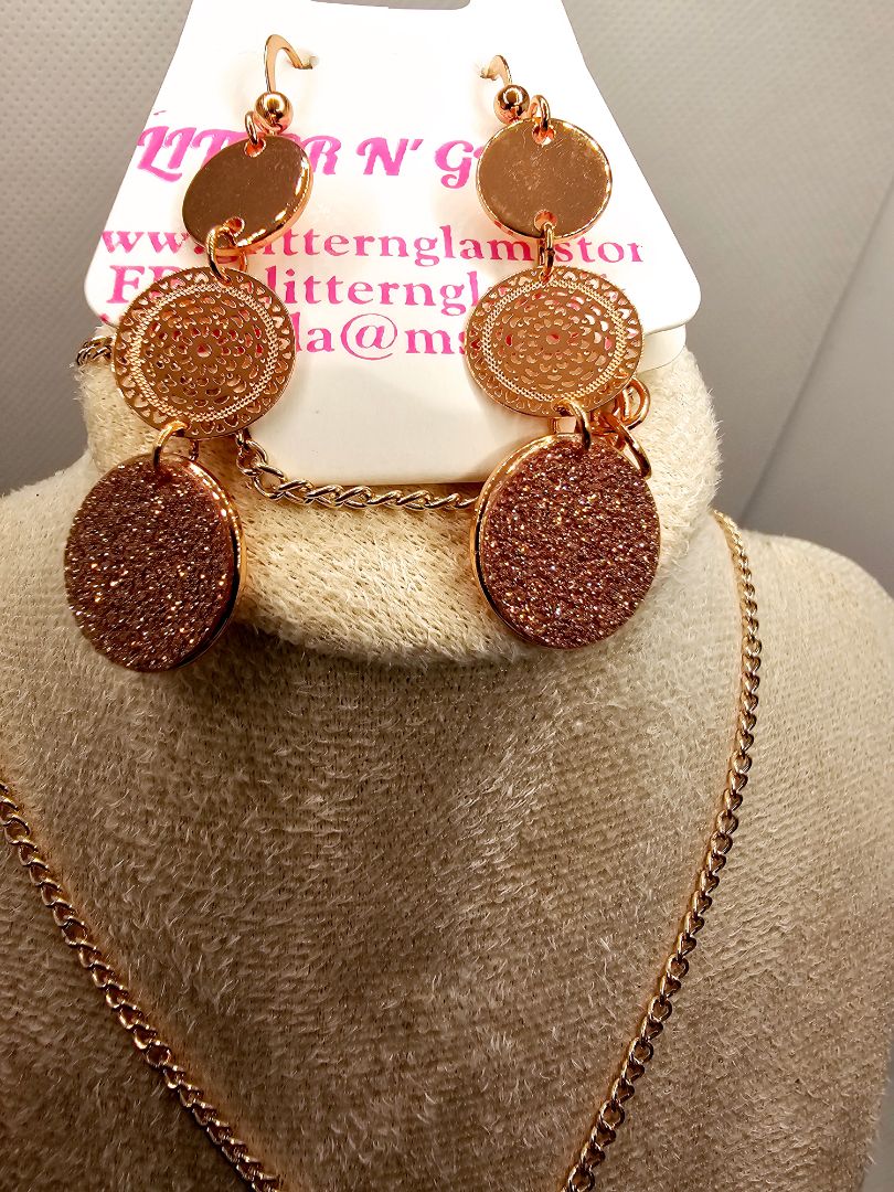 Rosegold Glitter N Glam Necklace set