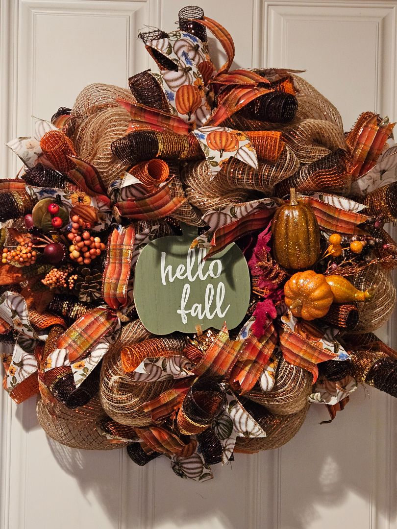 Fall green pumpkin wreath