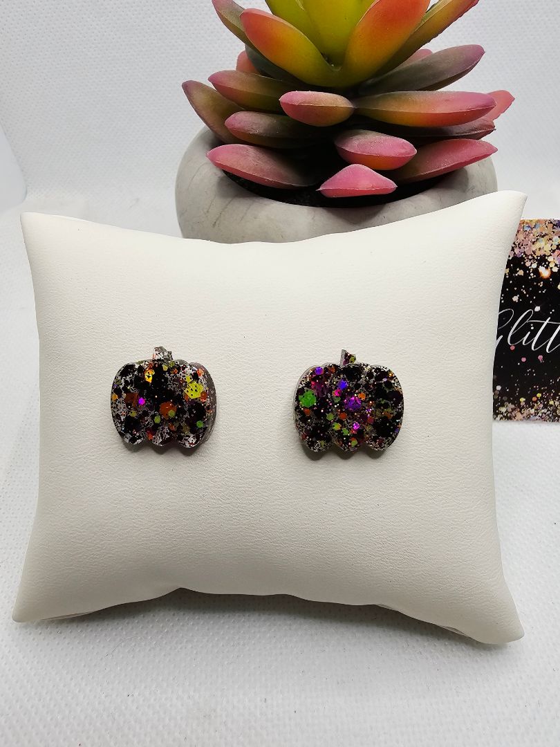 Glitter N Glam 2688 Muticolored Pumpkin Stud Earrings