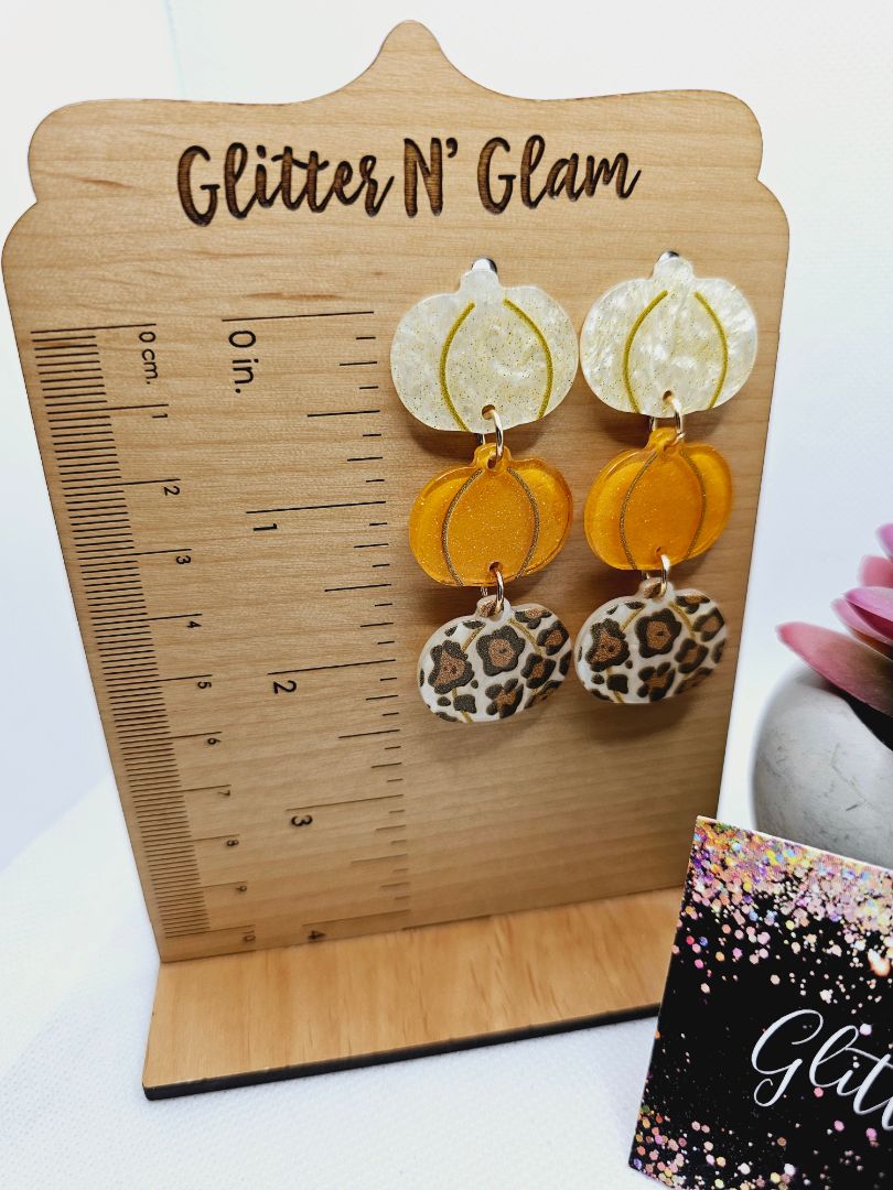1873 Polymer Clay Stacked Pumpkin Dangle Earrings