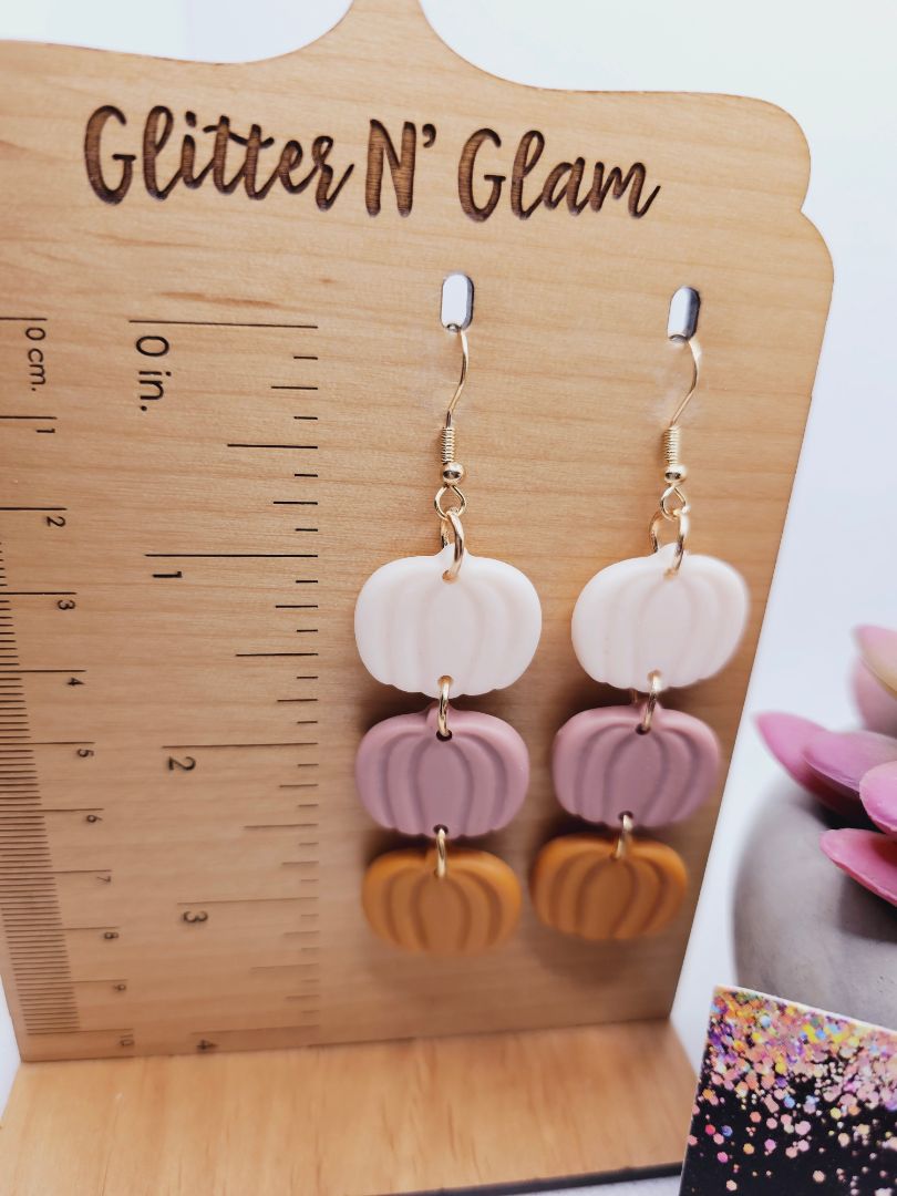 Glitter N Glam 1804 Polymer Clay Pumpkin Dangle Earrings