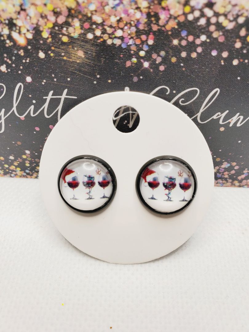 Glitter N Glam 1496 Christmas Wine Glasses Studs