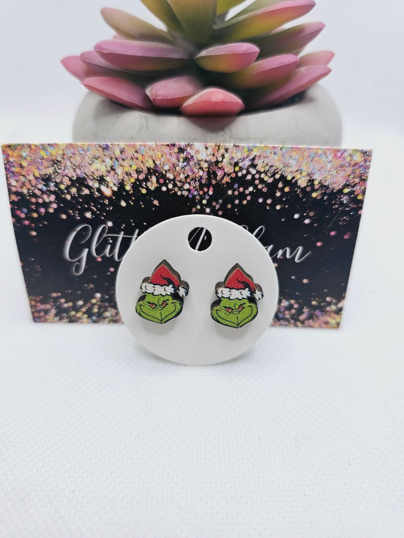 Glitter N Glam 2000 G-Man Wood Stud Earrings