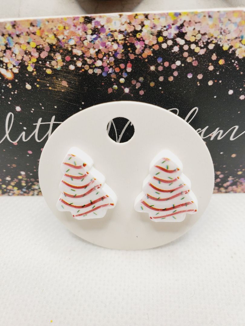 Glitter N Glam 1489 Christmas Tree Cake Stud Earrings