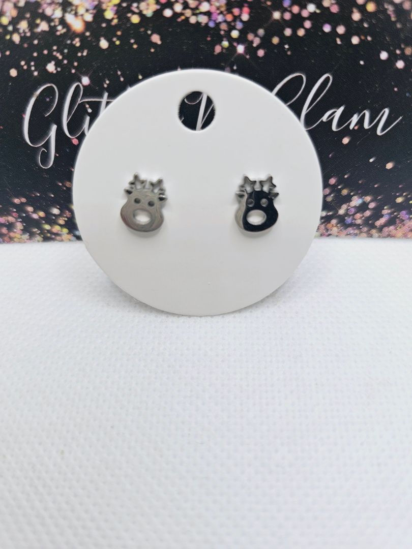 Glitter N Glam 2003 Silver Reindeer Stud Earrings