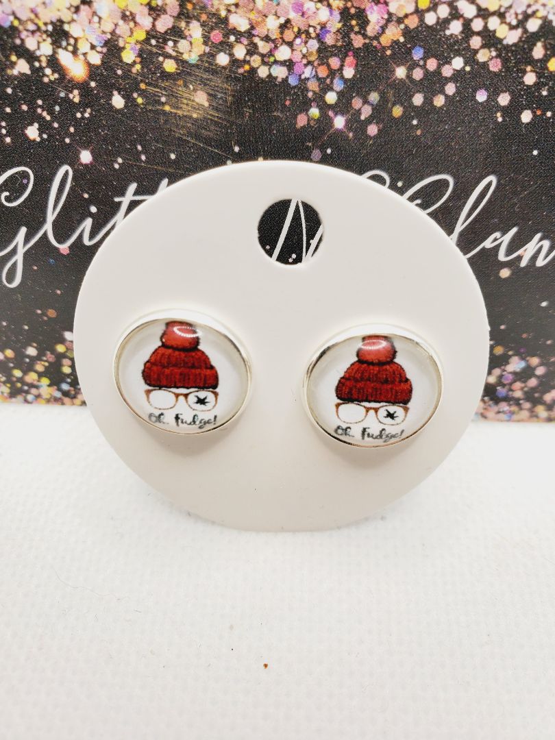 Glitter N Glam 1509 Xmas Story "OH FUDGE" Stud Earrings