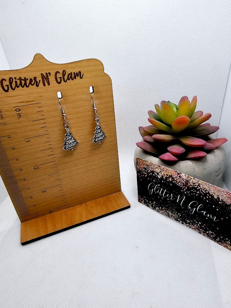 Glitter N Glam 2427 Silver /Black X-mas Trees with Bling