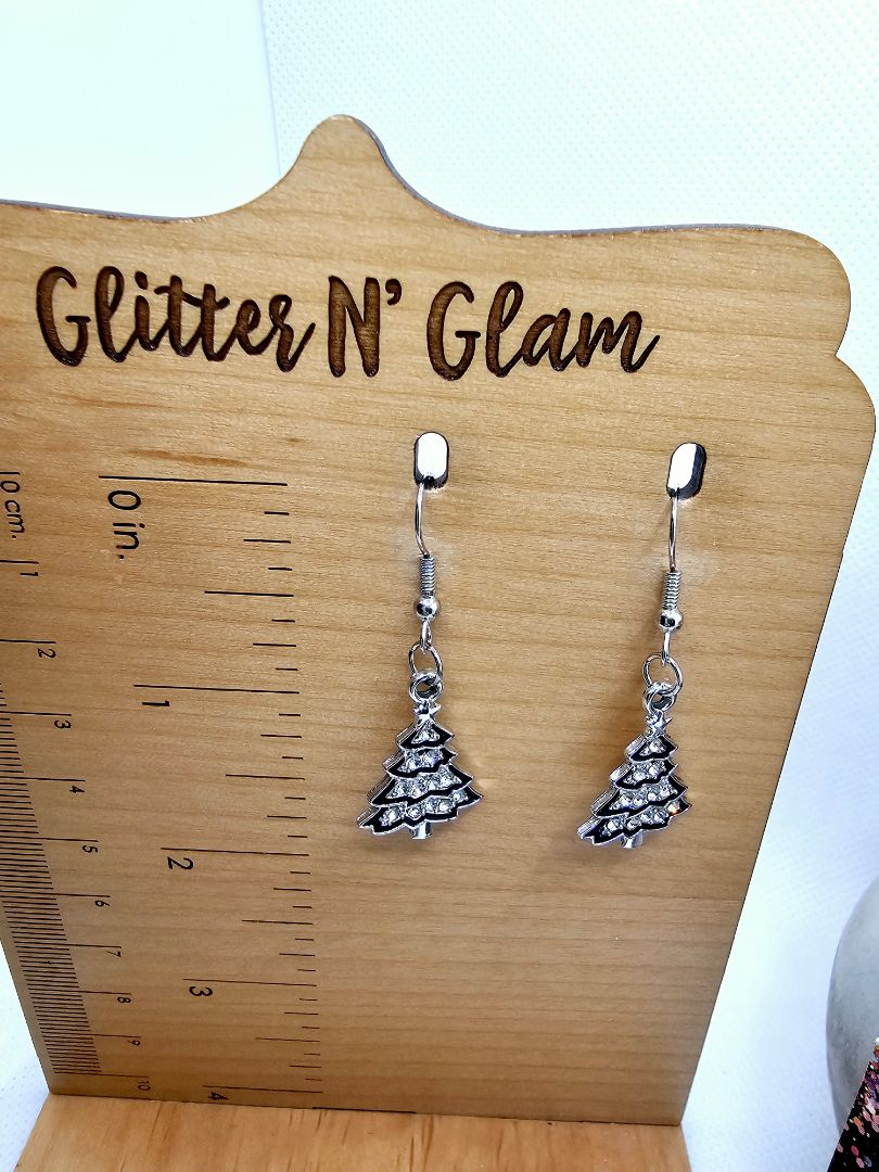 Glitter N Glam 2427 Silver /Black X-mas Trees with Bling