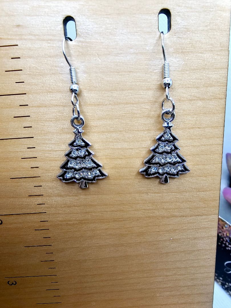 Glitter N Glam 2427 Silver /Black X-mas Trees with Bling