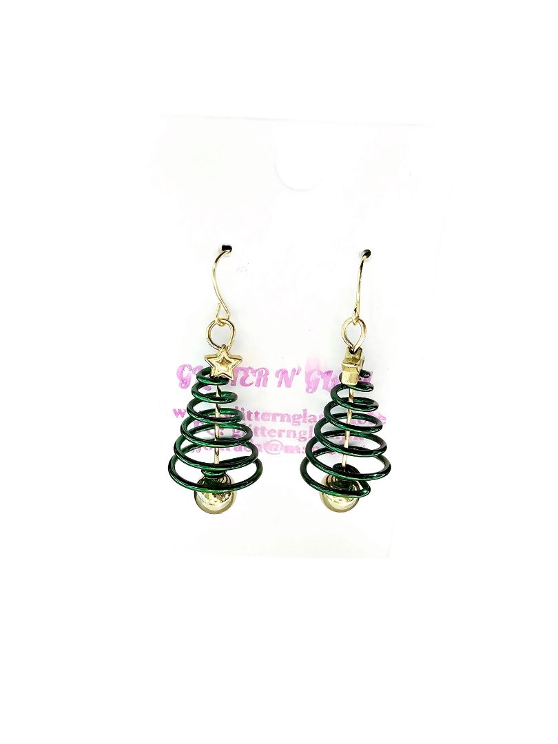Glitter N Glam 2506 Twisted Green and Gold Christmas Trees