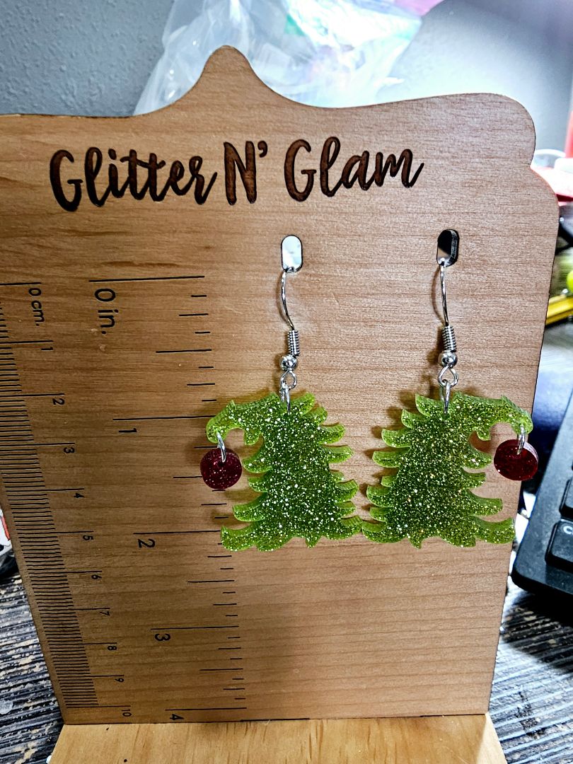 Glitter N Glam 2512 G-Mans Christmas Tree Dangle Earrings