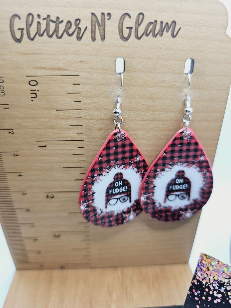 Glitter N Glam 1995 Arcylic "Oh Fudge" Dangle Christmas Earrings