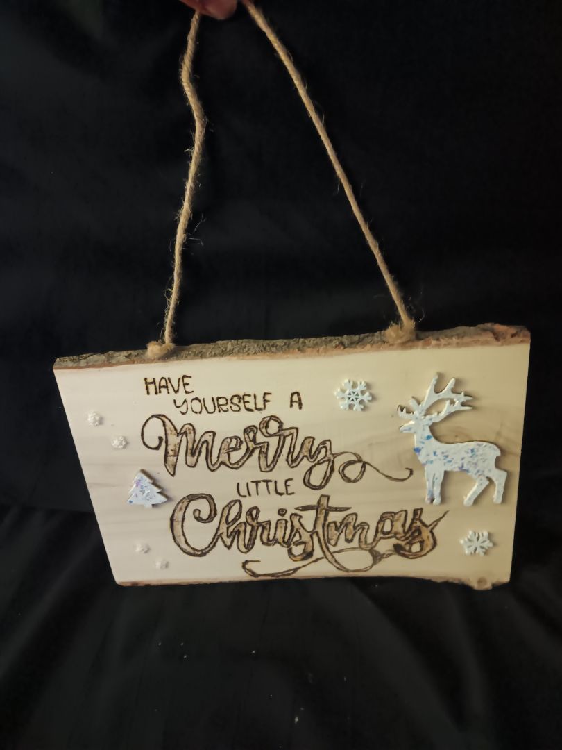 Merry little xmas Wood sign, 10x6, Kat’s Creations
