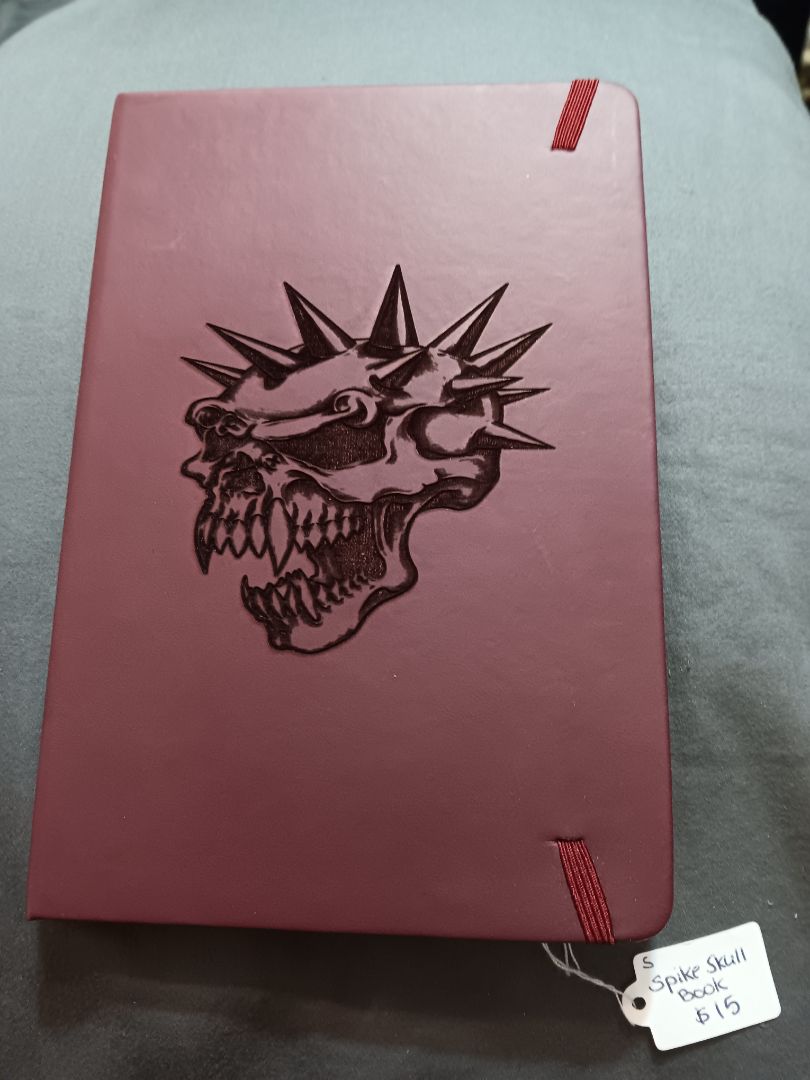 Spike skull Journal, 6x8,Burgundy, Kat’s Creations