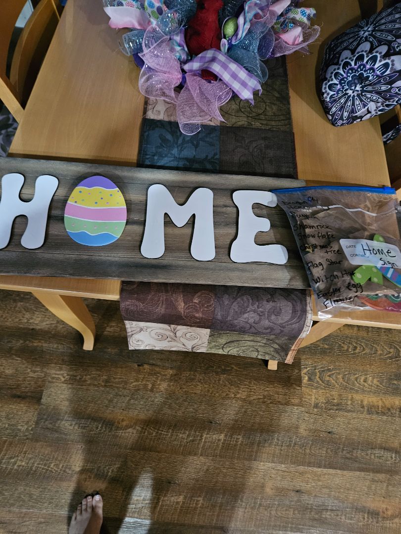Home sign with attachments