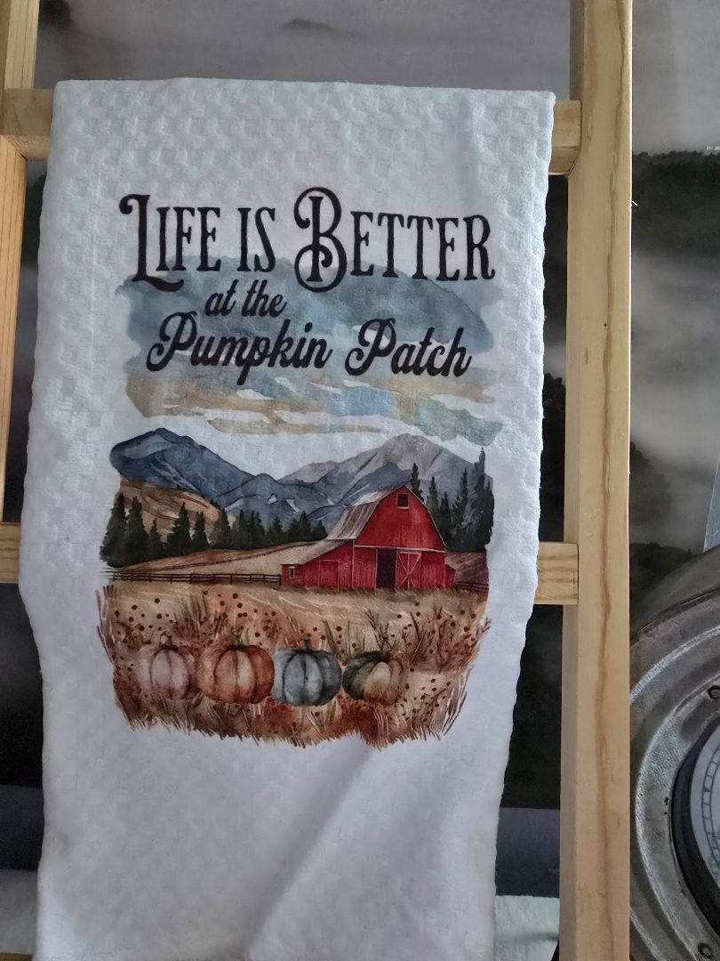 Kitchen towel Life is better at the pumpkin patch, 16 x 28