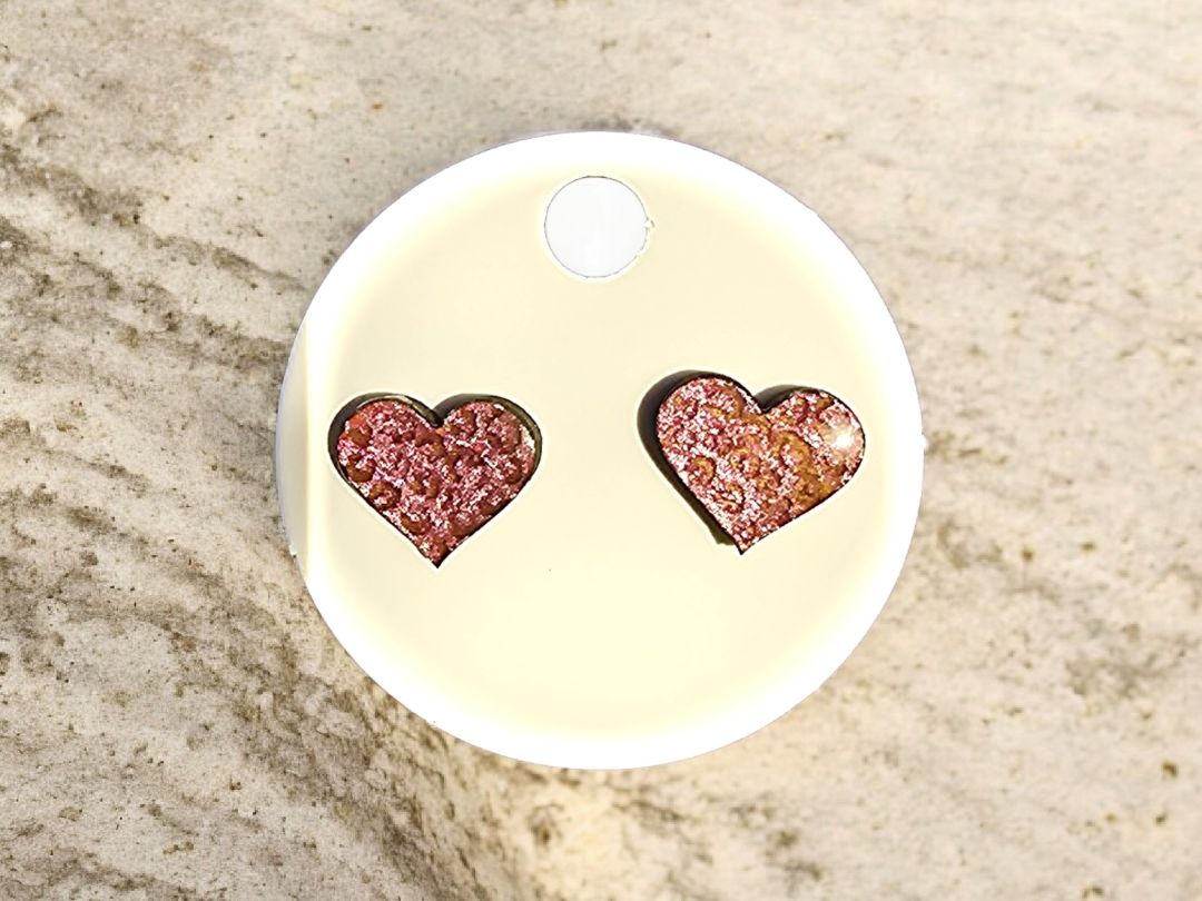 Glitter N Glam 2802 Leopold Heart Pink Stud Earrings
