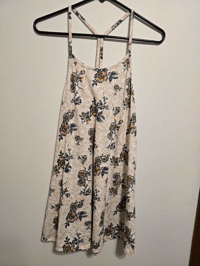 Cream Flowers Wallflower Spaghetti Strap Dress, XSmall